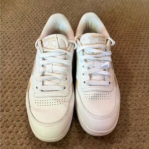 Reebok Classic White Sneakers with Gold Accents